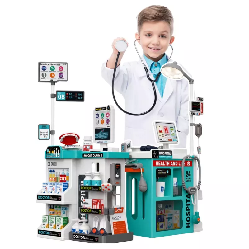 LEAN TOYS Large Medical Set Medical Table Doctor Lights Sounds Accessories 77pcs