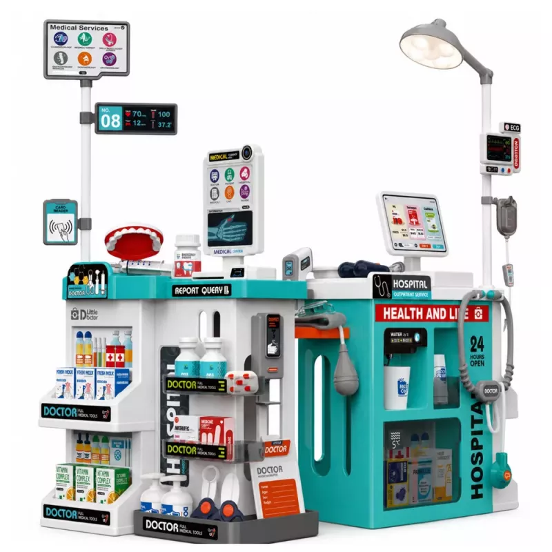 LEAN TOYS Large Medical Set Medical Table Doctor Lights Sounds Accessories 77pcs