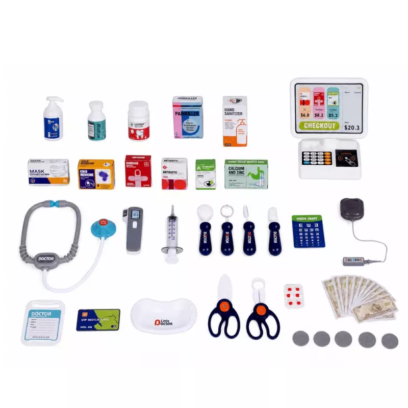 LEAN TOYS Large Medical Set Medical Table Doctor Lights Sounds Accessories 61 pcs.