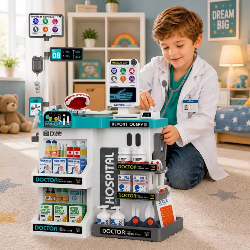 LEAN TOYS Large Medical Set Medical Table Doctor Lights Sounds Accessories 61 pcs.