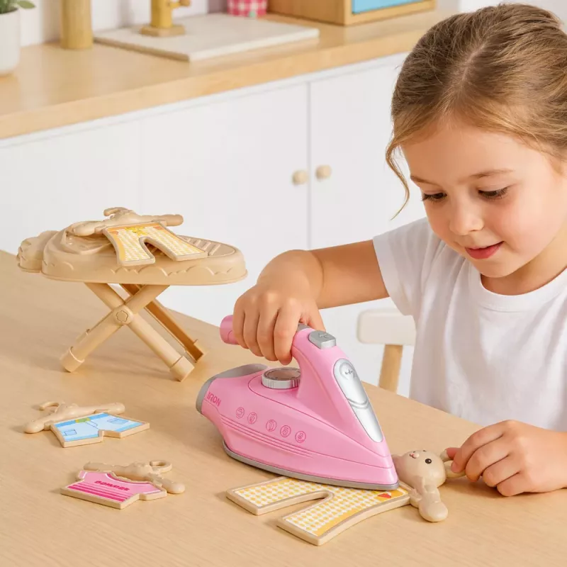 LEAN TOYS Ironing Set Iron with Vibration Light Sounds Accessories