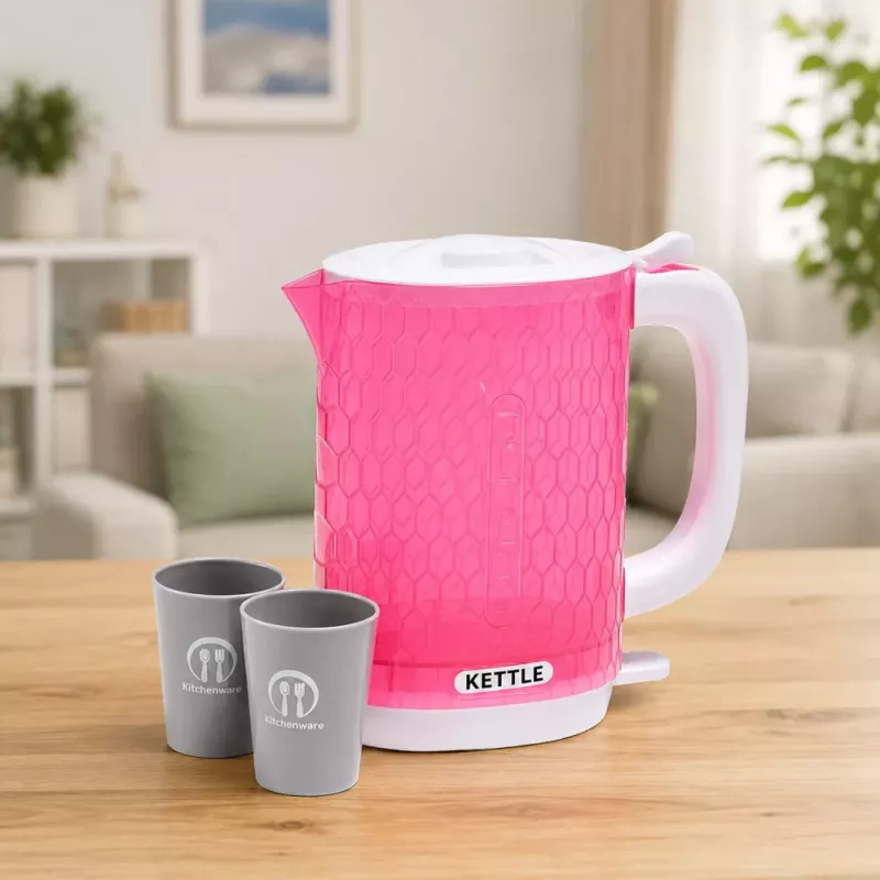 LEAN TOYS Children's Kettle with Cups Set Cooking Sounds Lights Pink