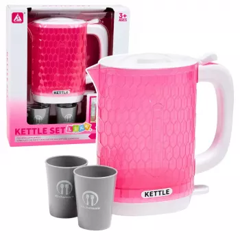 LEAN TOYS Children's Kettle with Cups Set Cooking Sounds Lights Pink
