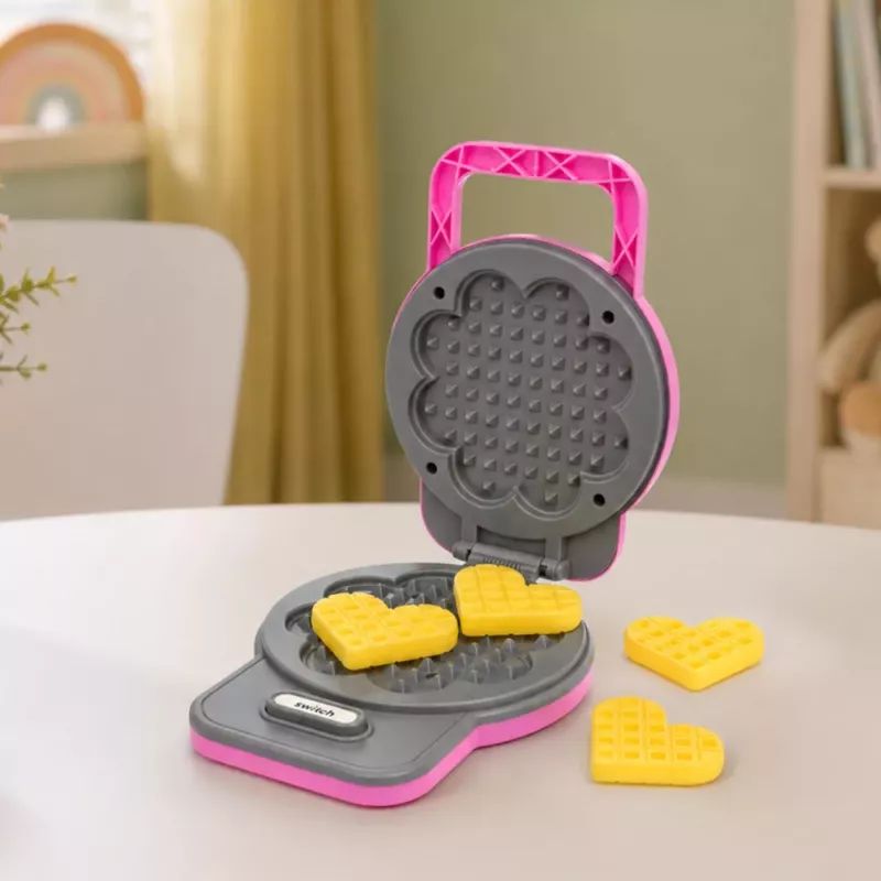 LEAN TOYS Waffle Maker for Kids - Waffles with Color Changing Lights and Sounds - Pink