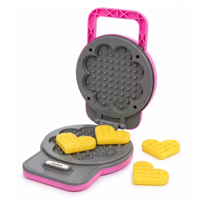 LEAN TOYS Kitchen Set Waffle Maker Mixer Interchangeable Tips Lights Sounds Pink