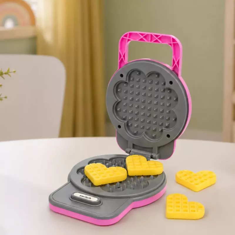 LEAN TOYS Kitchen Set Waffle Maker Mixer Interchangeable Tips Lights Sounds Pink