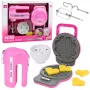 LEAN TOYS Kitchen Set Waffle Maker Mixer Interchangeable Tips Lights Sounds Pink
