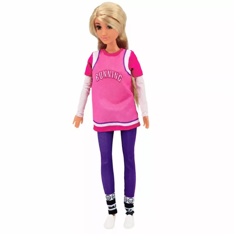 LEAN TOYS Anlily Doll with Purple Skateboard, Helmet, and Long Sweatshirt Set