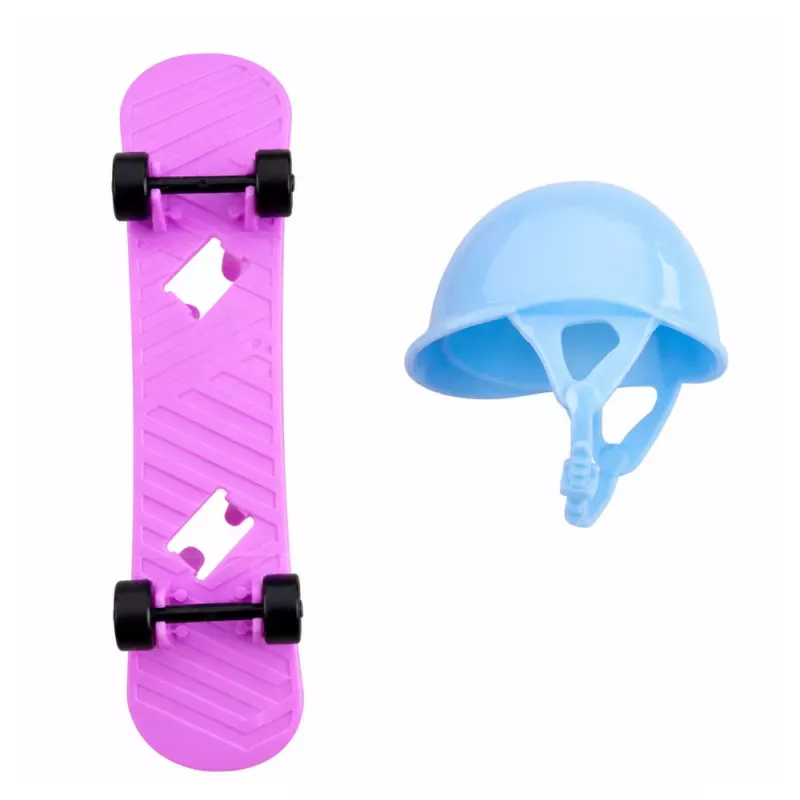 LEAN TOYS Anlily Doll with Purple Skateboard, Helmet, and Long Sweatshirt Set