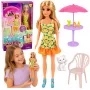 LEAN TOYS Anlily Doll in Yellow Dress with Kitten Garden Furniture Umbrella Accessories