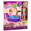 LEAN TOYS Anlily Doll in the Pool Slide Palm Tree Beach Accessories Set