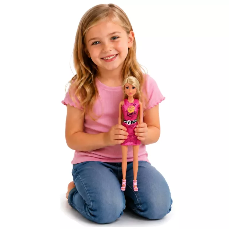 LEAN TOYS Anlily Doll in Pink Dress, Purse, Jewelry, Accessories Set