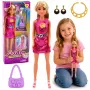 LEAN TOYS Anlily Doll in Pink Dress, Purse, Jewelry, Accessories Set