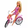 LEAN TOYS Anlily Doll in Pink Dress with Bicycle and Baby Seat Set