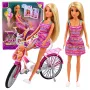 LEAN TOYS Anlily Doll in Pink Dress with Bicycle and Baby Seat Set