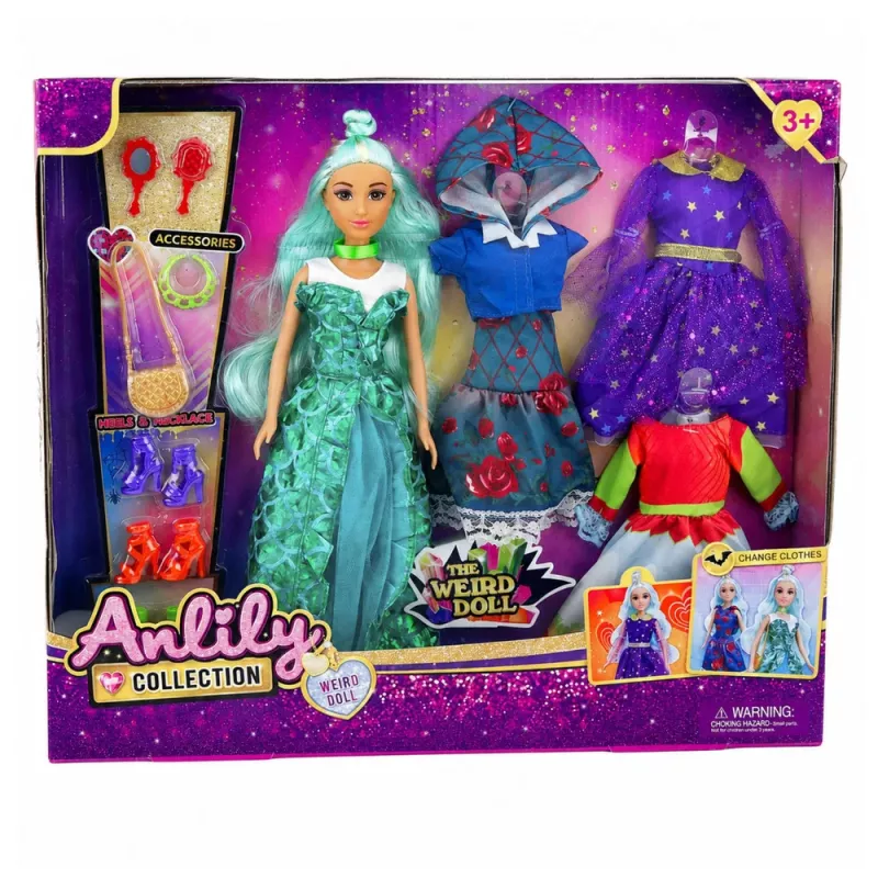 LEAN TOYS Anlily Weird Doll with Fantasy Costumes, Dresses, Accessories, Shoes