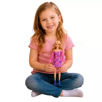 LEAN TOYS Anlily Fashion Doll in Pink Dress, White Dog, Purse, Glasses Set
