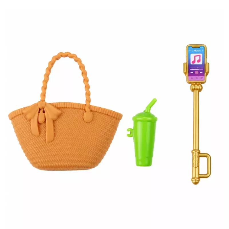LEAN TOYS Anlily Fashion Doll in Blue Floral Dress, Bag, and Accessories Set