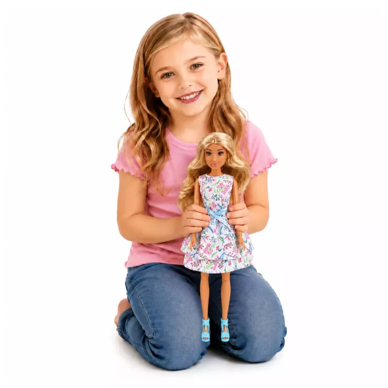 LEAN TOYS Anlily Doll with Dog, Floral Dress, Bag, Snacks, Accessories Set