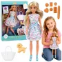 LEAN TOYS Anlily Doll with Dog, Floral Dress, Bag, Snacks, Accessories Set