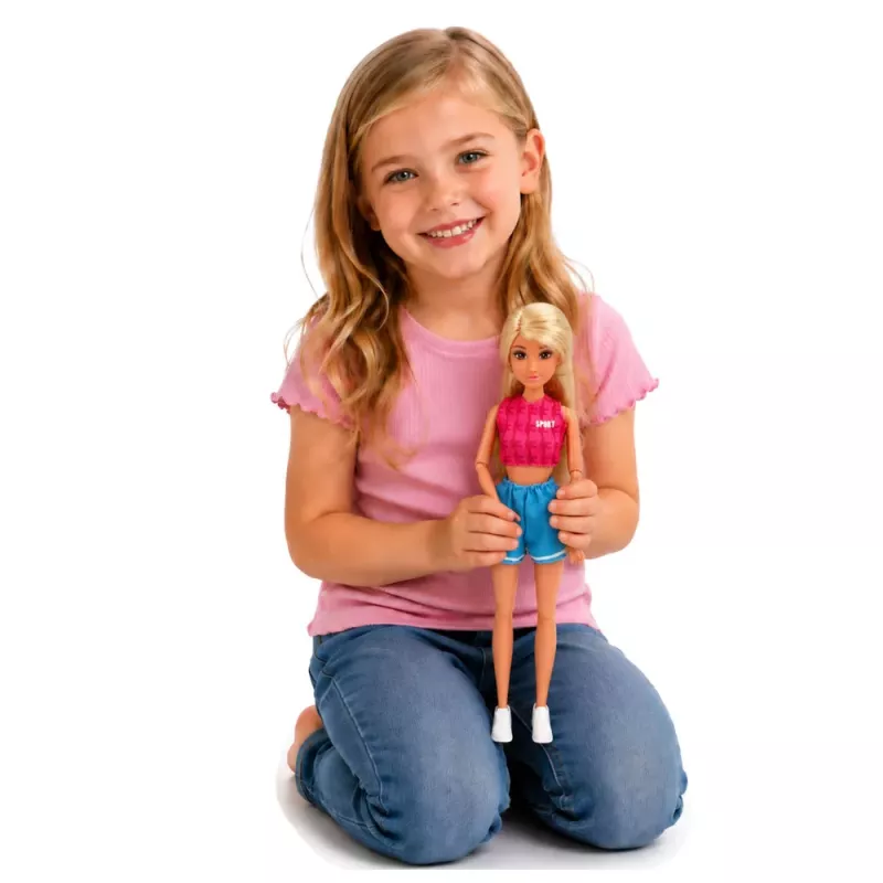 LEAN TOYS Anlily Doll in Sports Outfit with Dumbbells, Water Bottle, Bag, Accessories Set