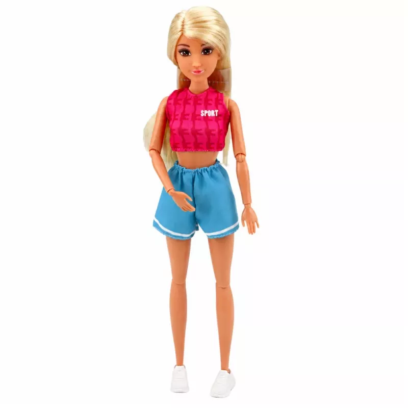 LEAN TOYS Anlily Doll in Sports Outfit with Dumbbells, Water Bottle, Bag, Accessories Set