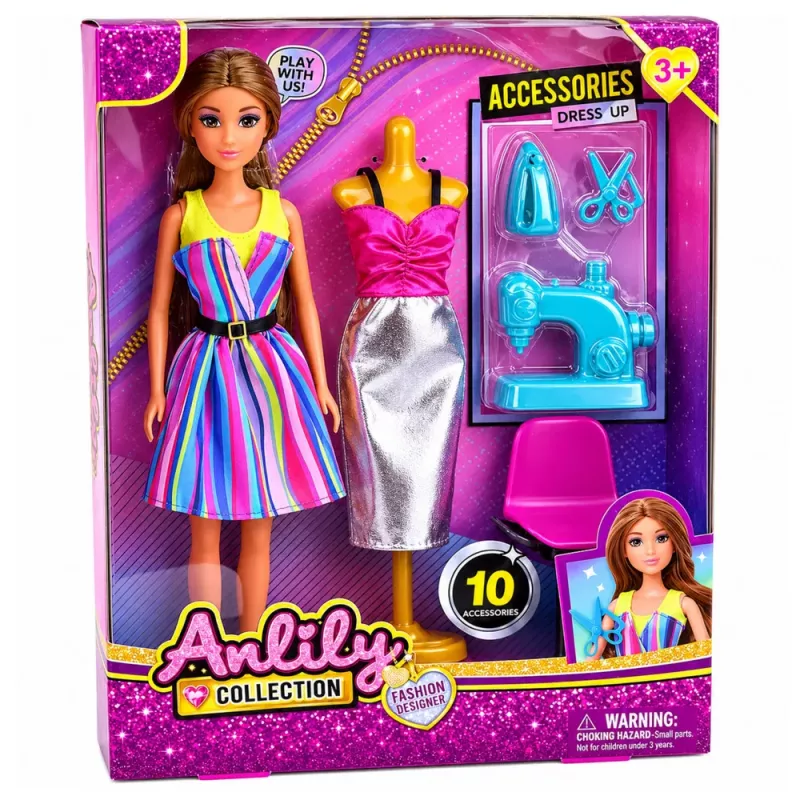 LEAN TOYS Anlily Clothes Designer Dressmaker Sewing Machine Mannequin Doll Set