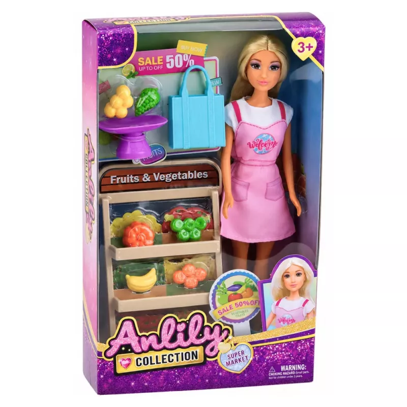 LEAN TOYS Anlily Doll Vegetable and Fruit Seller Shop Accessories Set