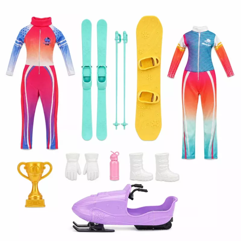 LEAN TOYS Anlily Doll Winter Sports Skis Snowmobile Snowboard Clothes Set