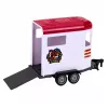 LEAN TOYS Burgundy Convertible Car With Horse Trailer Opening Doors Set 1:24 Die-cast