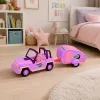 LEAN TOYS Off-Road Vehicle with Camper Sounds Pink Travel Set