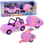 LEAN TOYS Off-Road Vehicle with Camper Sounds Pink Travel Set