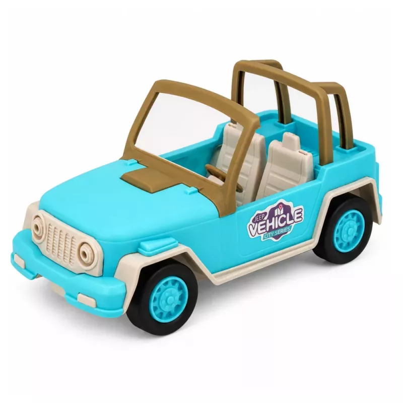 LEAN TOYS Off-Road Vehicle with Camper Sounds Blue Tourist Set