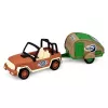 LEAN TOYS Off-Road Vehicle with Camper Sounds Green and Brown Tourist Set