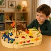 LEAN TOYS Interactive Manual Arcade Track with Dinosaurs 8 Challenges Vehicles