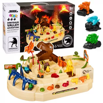 LEAN TOYS Interactive Manual Arcade Track with Dinosaurs 8 Challenges Vehicles