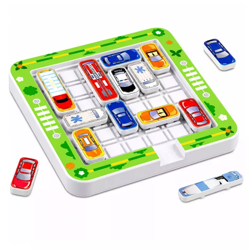 LEAN TOYS Magnetic Puzzle Game Magnetic Cars 15 Vehicles 60 Cards Board
