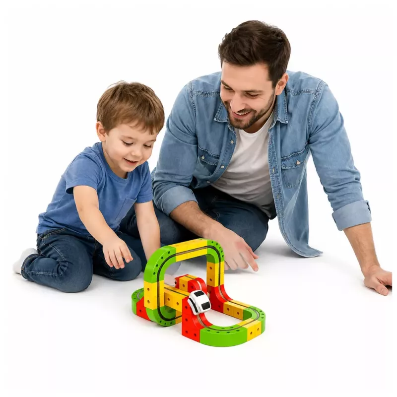 LEAN TOYS Magnetic Track With Electric Train 3D Creative Construction 67 pcs.