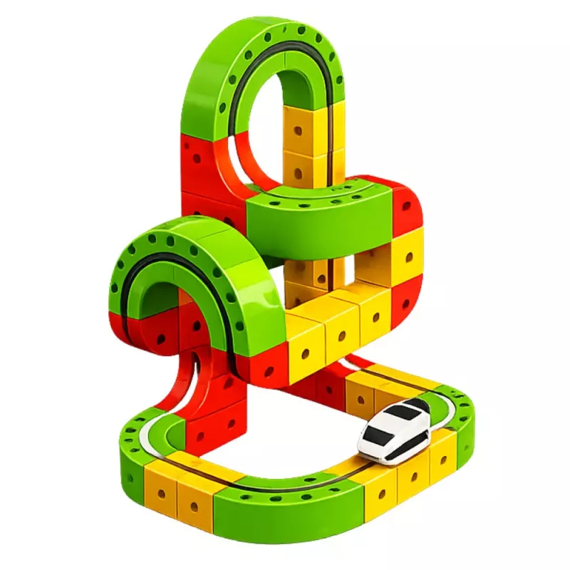 LEAN TOYS Magnetic Track With Electric Train 3D Creative Construction 67 pcs.