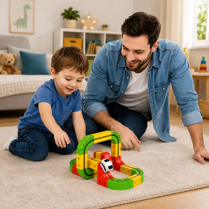 LEAN TOYS Magnetic Track With Electric Train 3D Creative Construction 67 pcs.
