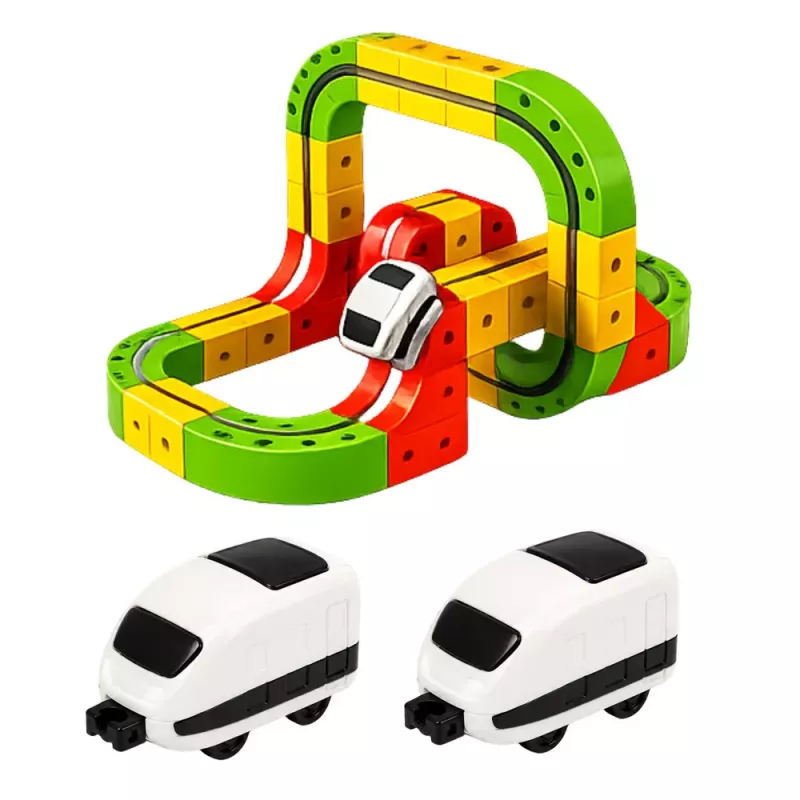 LEAN TOYS Magnetic Track With Electric Train 3D Creative Construction 67 pcs.