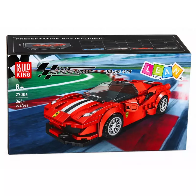 LEAN TOYS Construction Bricks Sports Car Racing Display Case Red 364 pcs.