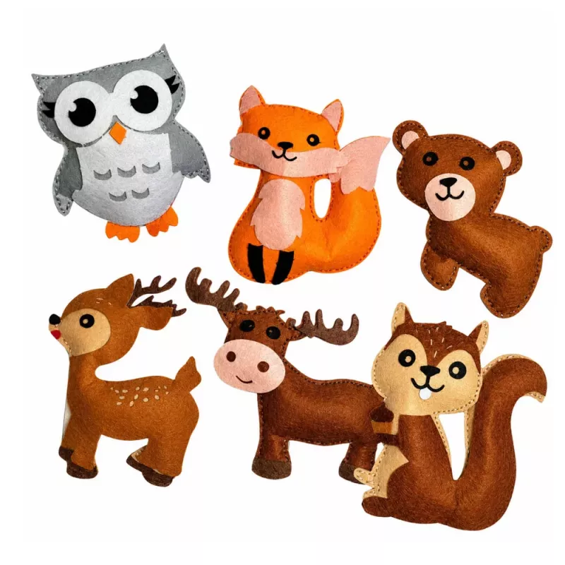 LEAN TOYS Creative Kit Stuffed Animals for Sewing Felt DIY Forest Animals 6 pcs.