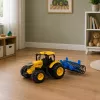 LEAN TOYS Agricultural Farm Tractor with Roller Lights Sounds Yellow 1:24