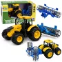 LEAN TOYS Agricultural Farm Tractor with Roller Lights Sounds Yellow 1:24