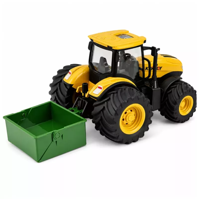 LEAN TOYS Agricultural Farm Tractor With Fertilizer Spreader Lights Sound Yellow 1:24