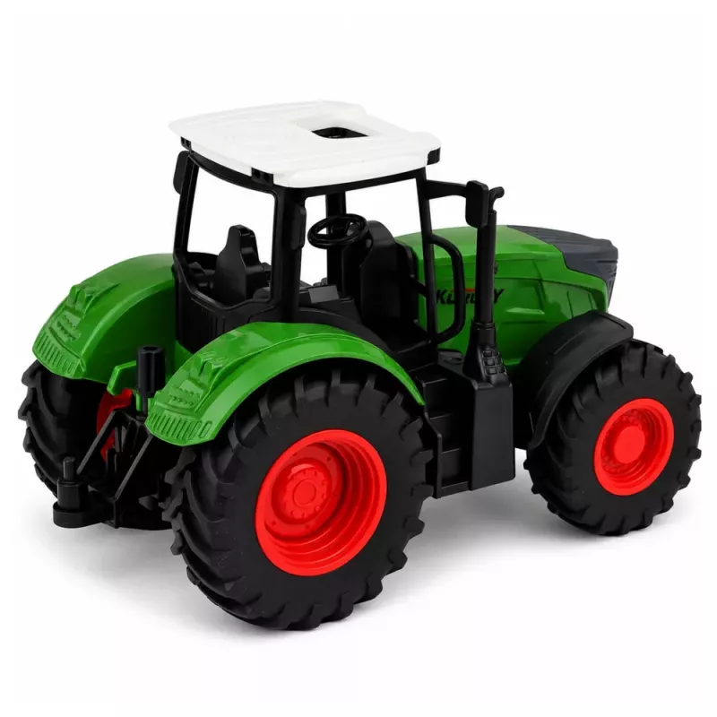 LEAN TOYS Agricultural Tractor with Trailer 1:24 White Green Rubber Wheels