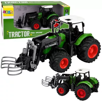 LEAN TOYS Agricultural Farm Tractor with Bale Grabber Rubber Wheels Green 1:24