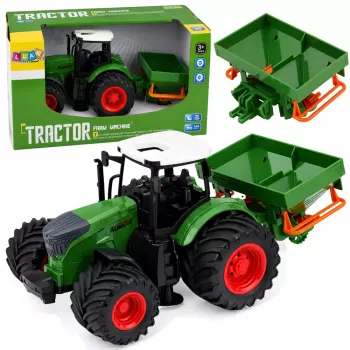 LEAN TOYS Agricultural Farm Tractor with Seeder Rubber Wheels 1:24 Scale Toy Vehicle