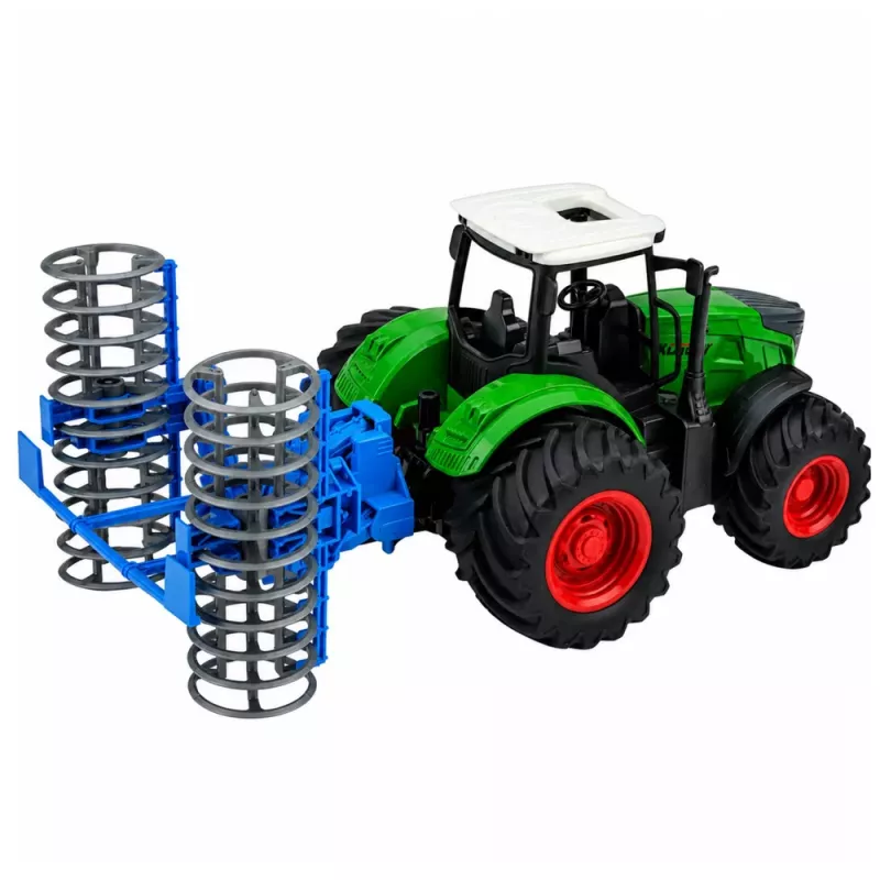 LEAN TOYS Agricultural Farm Tractor with Roller Green 1:24